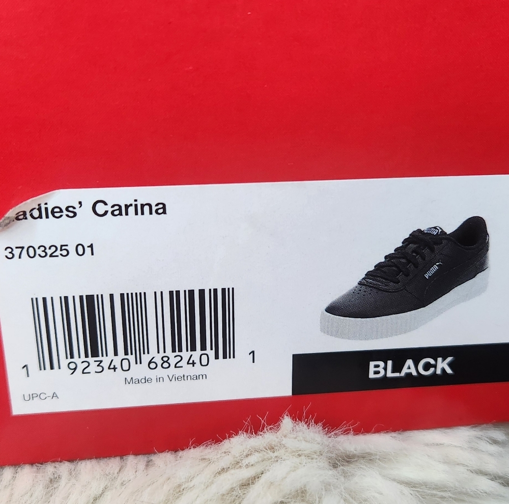 PUMA Carina Black Sneakers Size 7 Womens Ladies Shoes With Box - Picture 2 of 9